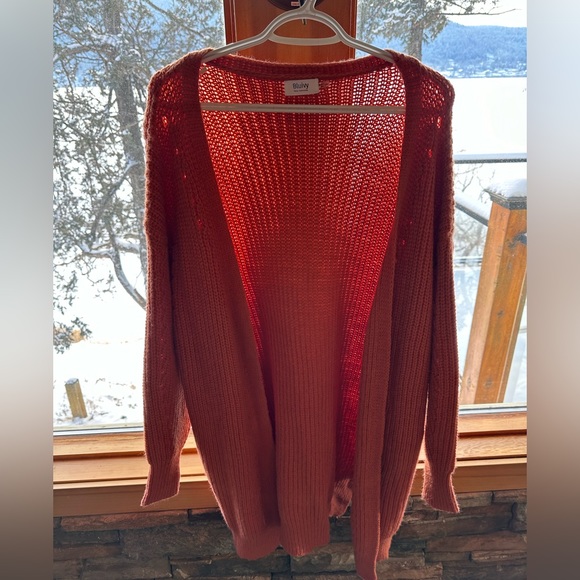 Bluivy oversize knit cardigan. Coral. Size small. - Picture 2 of 5